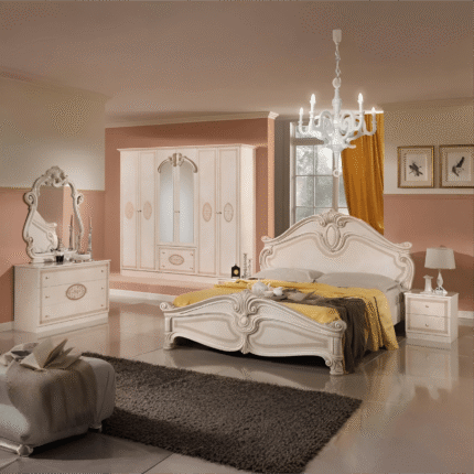 New Amalfi 6 Doors Italian Bedroom Set Beige-Pink TopLine Mobili