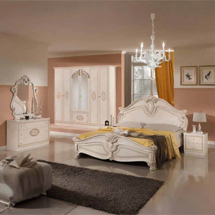 New Amalfi 6 Doors Italian Bedroom Set Beige-Pink TopLine Mobili