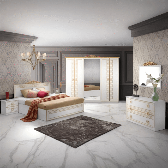 Olimp Bianco Italian 6 Doors Bedroom Furniture Set