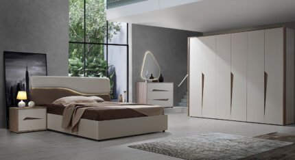 Modern Design Soleil Italian Large 6 Doors Wardrobe Bedroom Furniture Set