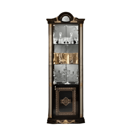 Ben Company Betty Black-Gold Finish Italian Corner Display Cabinet