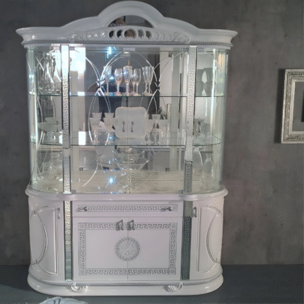 New Venus Versace Desing 4 Doors (Vitrine) Display Unit White and Silver Ben Company