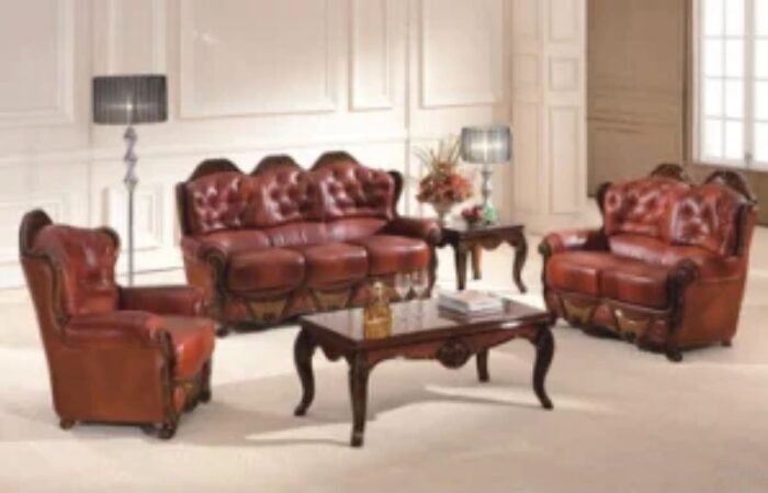 Real Leather Sofa Set