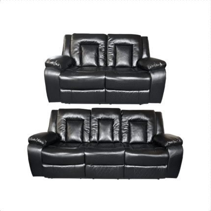 Paris 3+2 seater Leather Aire recliner sofa Black