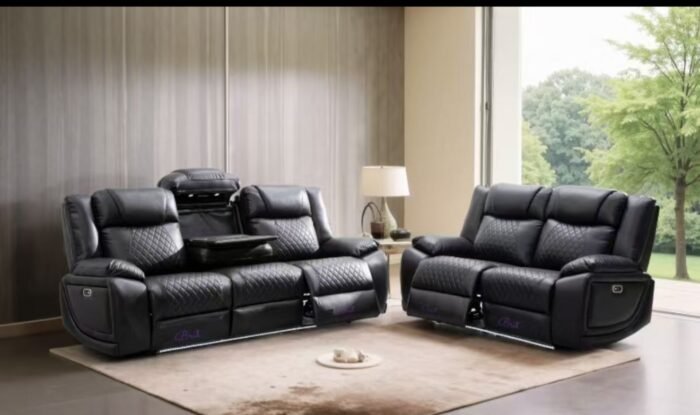 Lisbon Leather 3+2 Seater Electric RECLINER + Cup holder + LED + USB port - Image 2