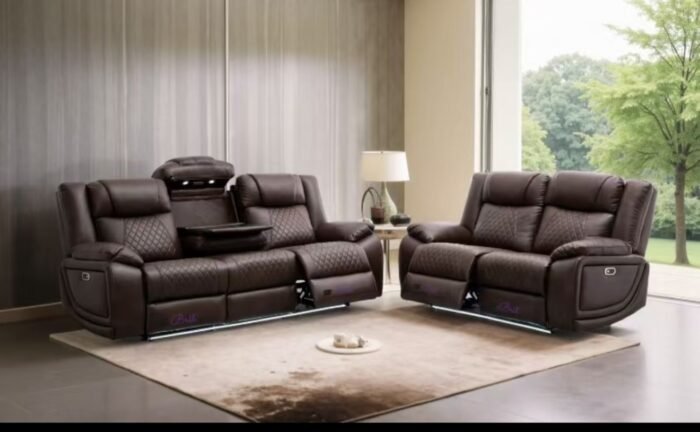 Lisbon Leather 3+2 Seater Electric RECLINER + Cup holder + LED + USB port - Image 3