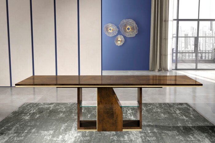 Desiree Italian Extending Dining Table Set in Bronze-Gold From H2O Italia - Image 2
