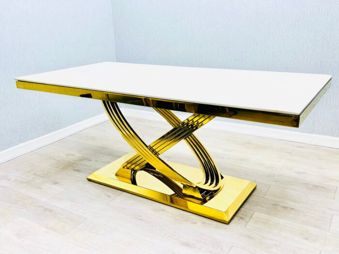 Stunning Elina Marble Dining Table Black-Gold 180 + 6 Vienna Black-Gold Chairs - Image 9