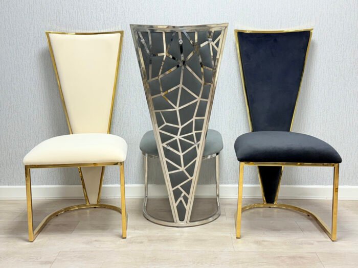 Stunning Elina Marble Dining Table Cream-Gold 180 + 6 Vienna Cream-Gold Chairs - Image 7