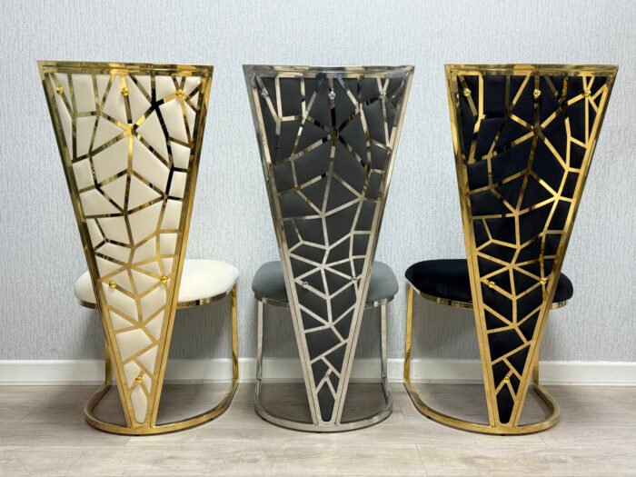 Stunning Elina Marble Dining Table Cream-Gold 180 + 6 Vienna Cream-Gold Chairs - Image 8