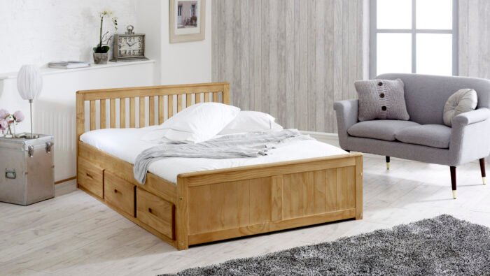 Mission Wooden Kingsize Bed With Six Drawers - Image 5
