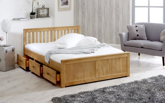 Mission Wooden Kingsize Bed With Six Drawers - Image 3