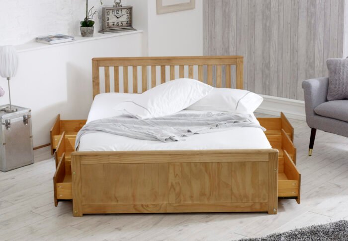 Mission Wooden Kingsize Bed With Six Drawers - Image 6