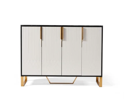 Amal Ribbed Black White - Gold Sideboard