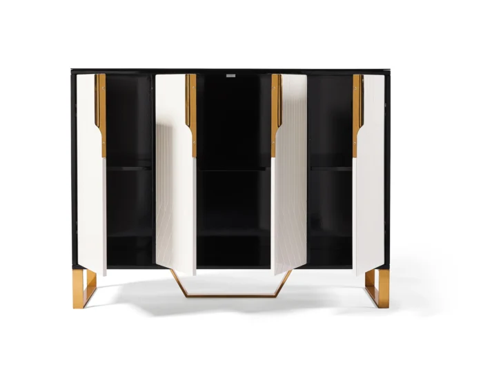 Amal Ribbed Black White - Gold Sideboard - Image 2
