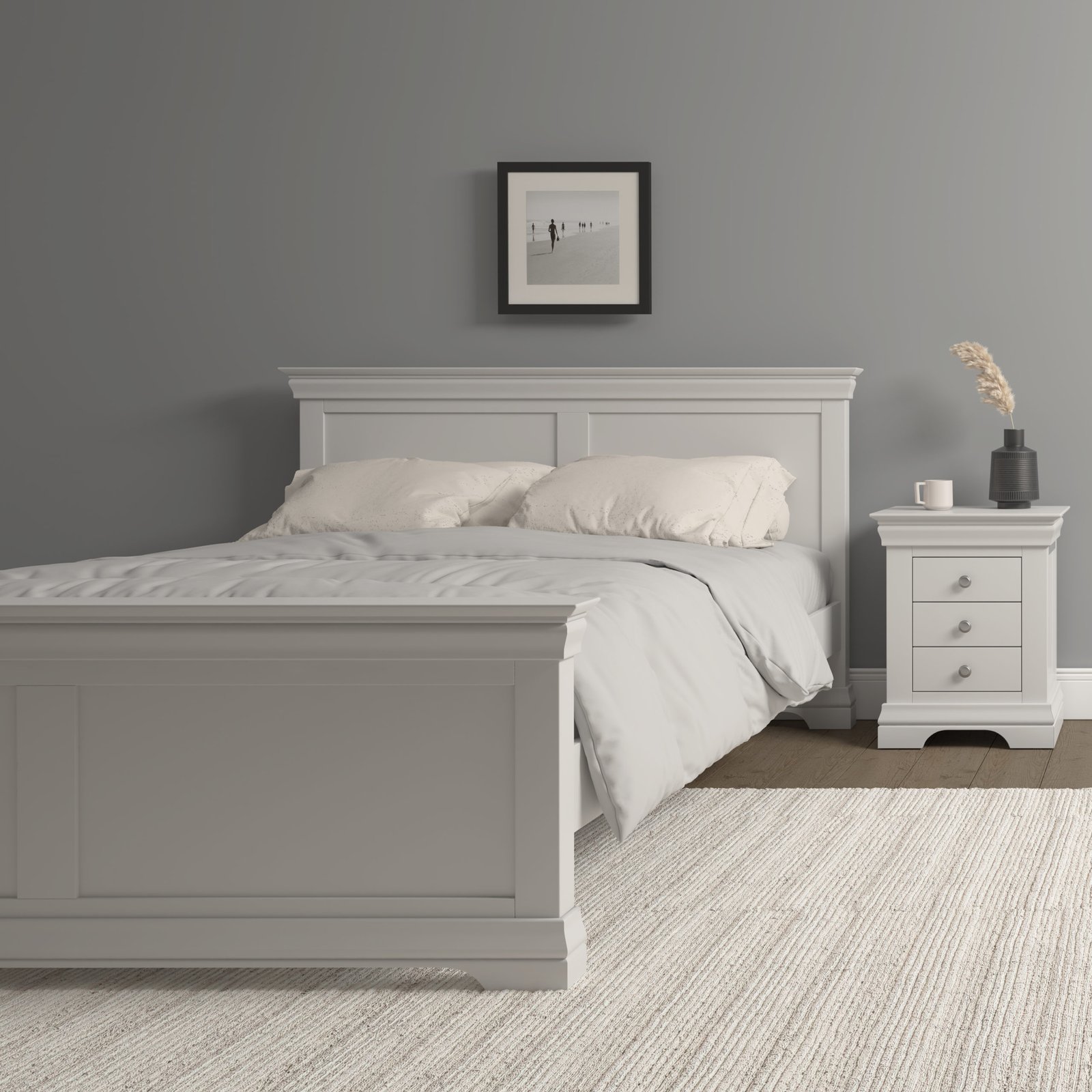 Bordeaux Double Bed High Foot End (Ivory Colour)