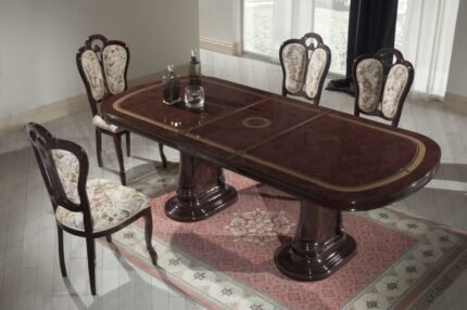 Gina Mahogany Italian Large Extending Dining Table with 6 Chairs Dima-Mobili