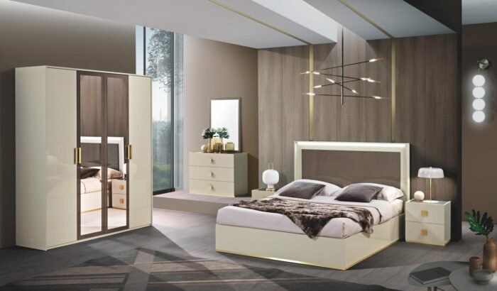 H2O Design Luxury Gilda Italian High Gloss Bedroom Set