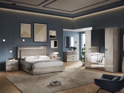 San Martino Modern Design Zoe Italian 4 Door Wardrobe LED Bedroom Set