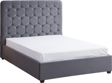 Madison 4'6" Bed Grey Velvet Fabric