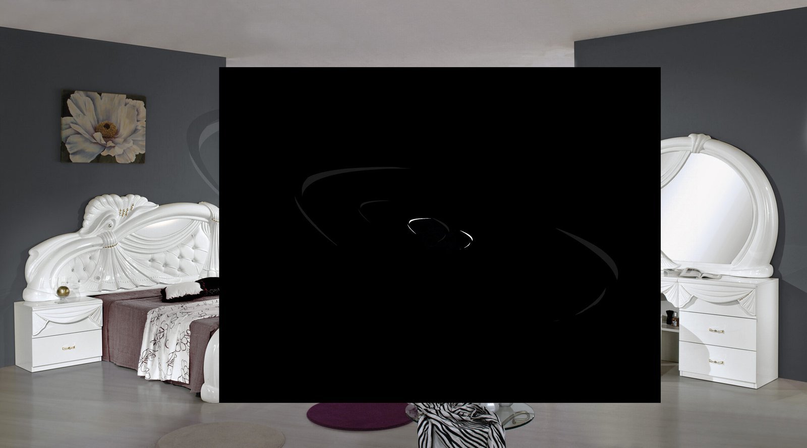 H2O Design Gina White Italian Bedroom Set with 4 Door or 6 Doors Wardrobe With Vanity Dresser (Discontinued) - Image 4