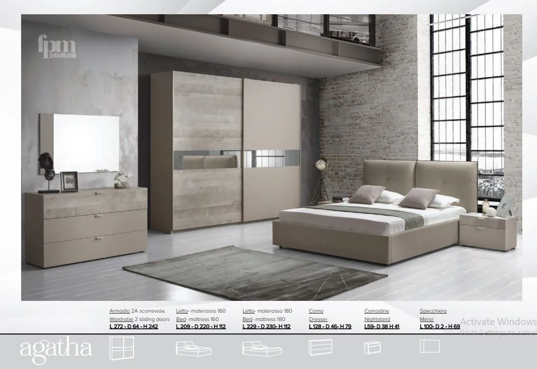 Agatha Italian Bedroom Furniture Set - Modern Elegance Collection