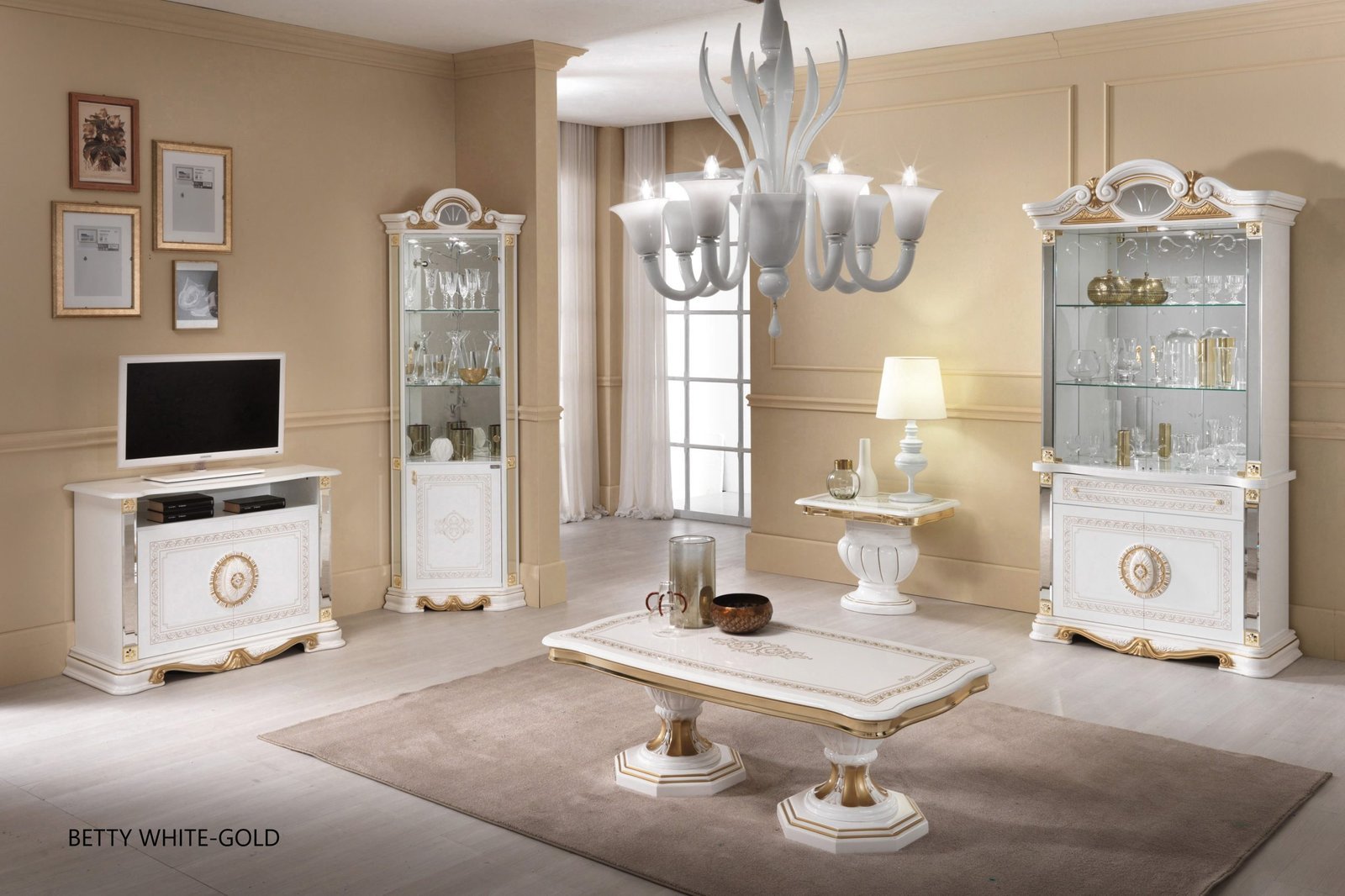 Ben Company Betty White-Gold Finish Italian Corner Display Cabinet - Image 2