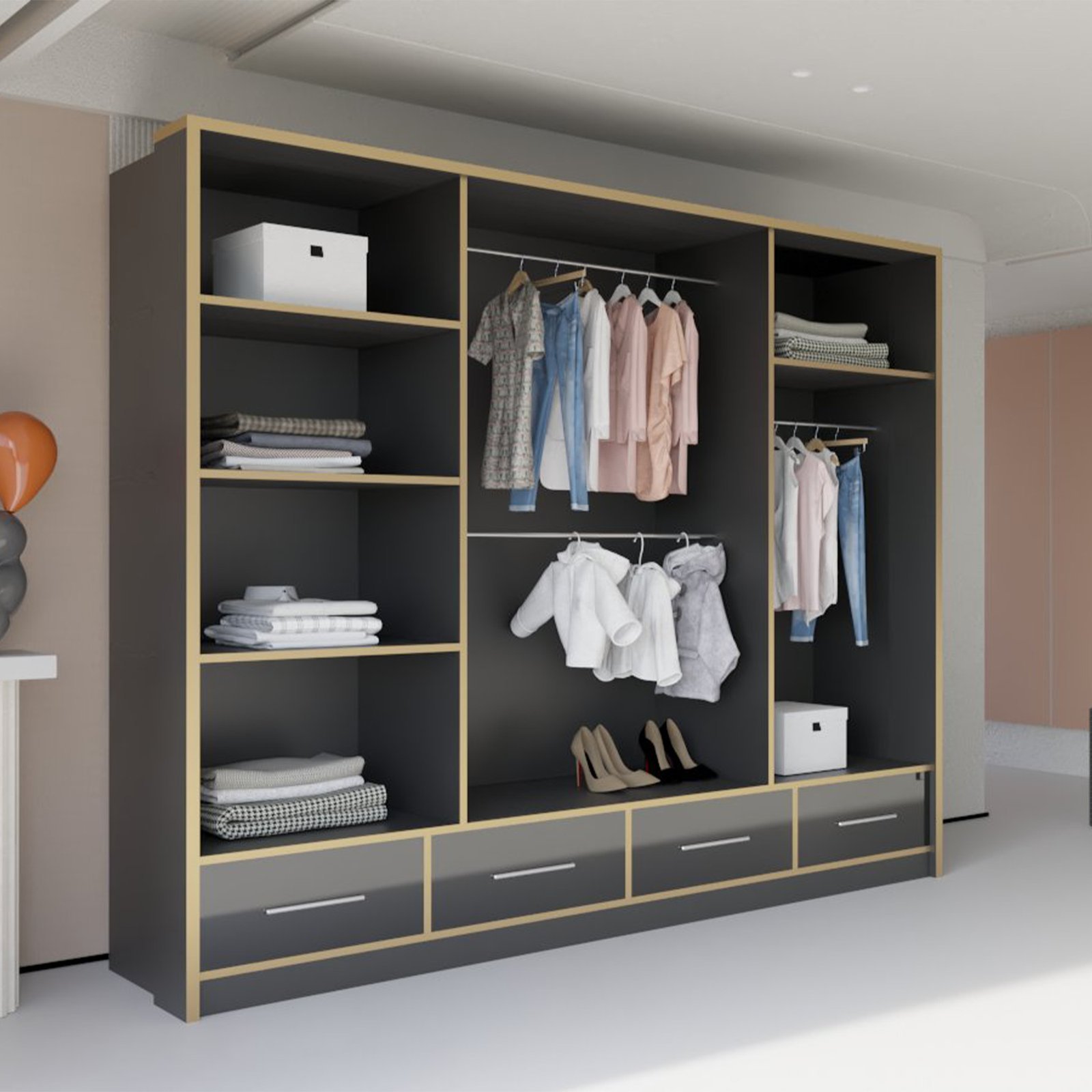 SYDNEY HIGH GLOSS BLACK SLIDING WARDROBE - Image 2