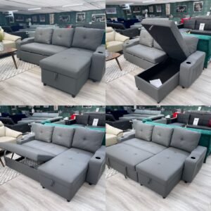 Corner Sofa Bed with Storage Grey / Black