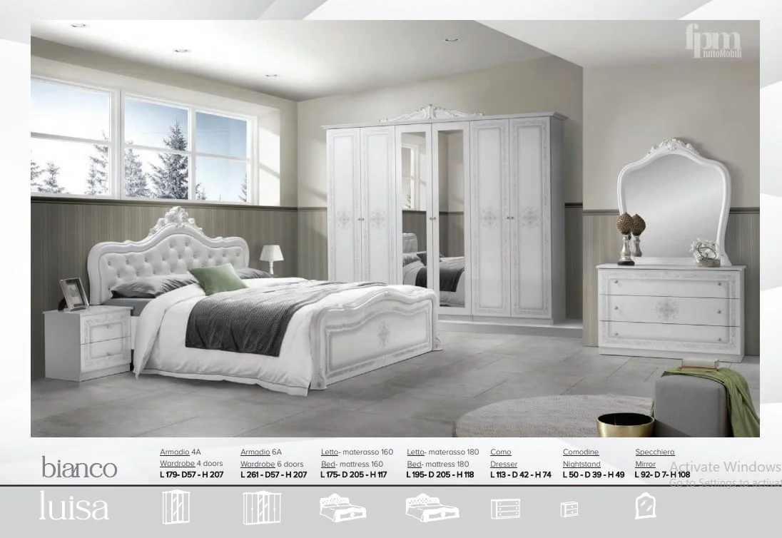 Luisa Italian High Gloss 6 Doors Bedroom Set Beige - Image 3
