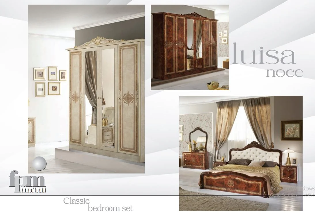 Luisa Italian High Gloss 6 Doors Bedroom Set Beige - Image 2