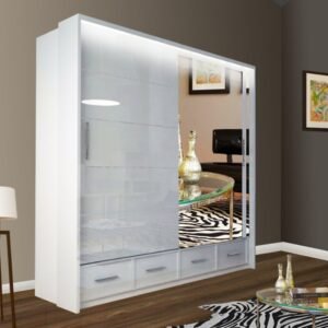 Sycylia White High Gloss Sliding Wardrobe 208cm