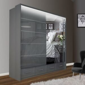 Sycylia Grey High Gloss Sliding Wardrobe 208cm