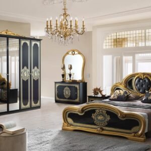 Clarissa White / Black Gold Bedroom Furniture Set