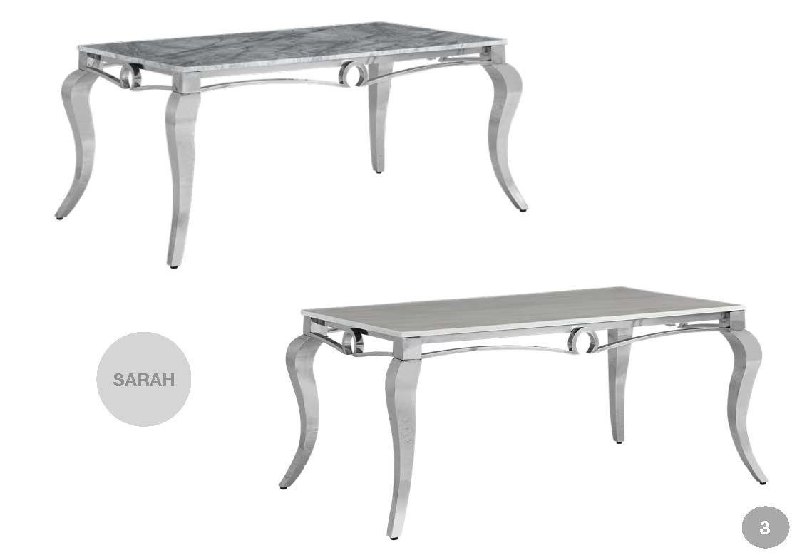 Sarah Marble Grey Top Dining Table with 6 Armenia Chairs - Image 7