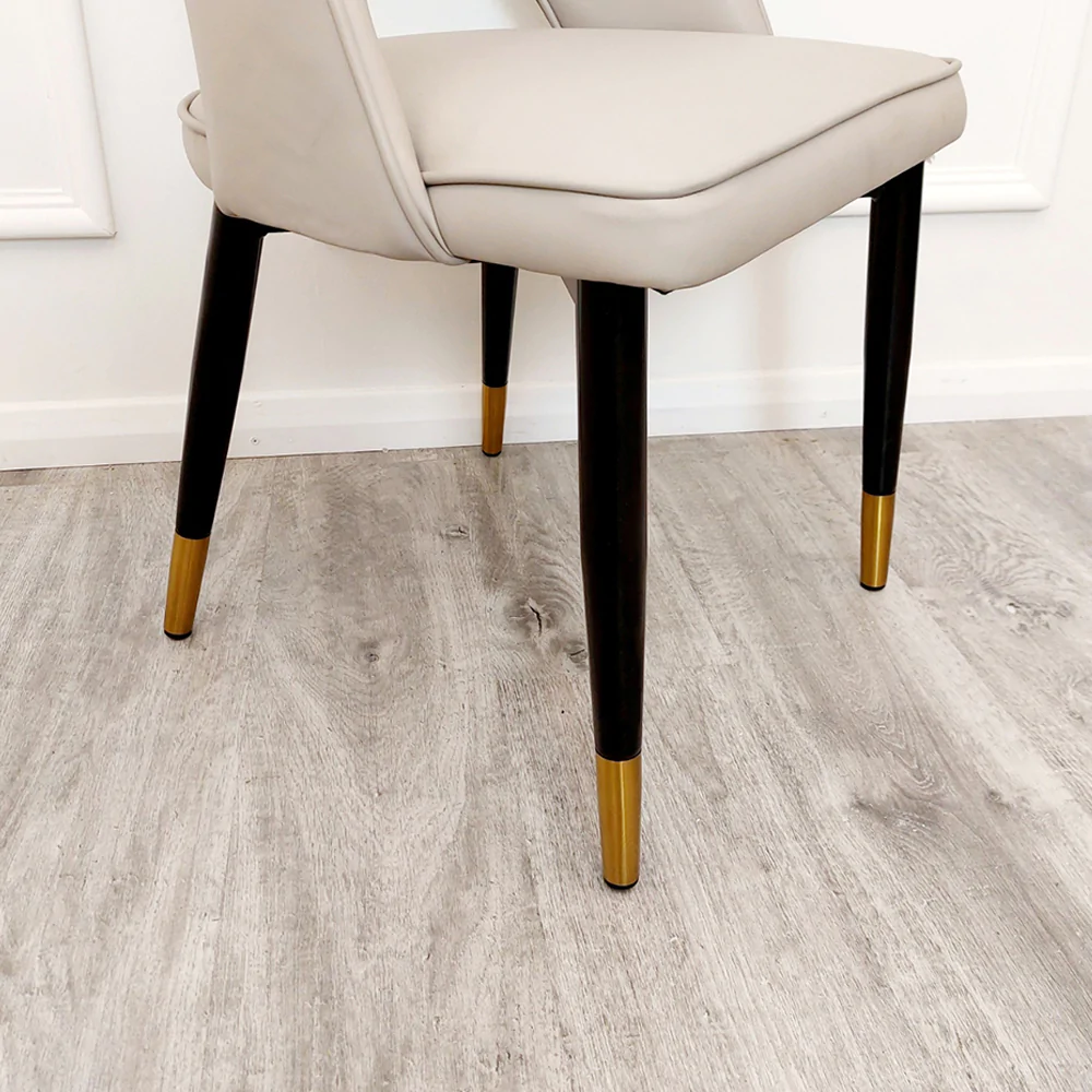 Orion Gold 1.8 Dining Table with Polar White Sintered Stone Top + 6 Astra Leather Chairs - Image 3