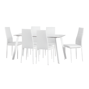 Abbey 55" Dining Set in Clear Glass/Black or White/ PU
