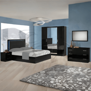 Ambra Italian High Gloss Modern 4 Doors Bedroom Set Ben Company