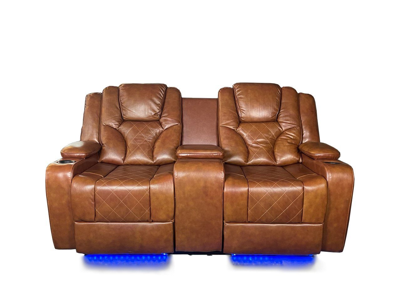 AMSTERDAM 3+2 TOP GENUINE LEATHER ELECTRIC LED RECLINING SOFA – TAN COLOUR - Image 2