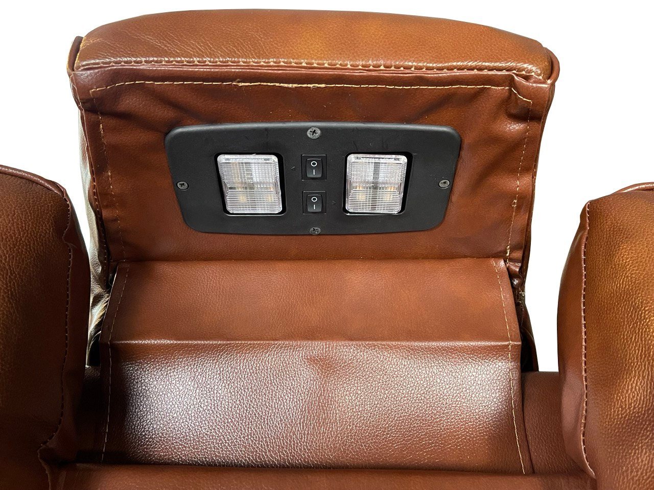 AMSTERDAM 3+2 TOP GENUINE LEATHER ELECTRIC LED RECLINING SOFA – TAN COLOUR - Image 11