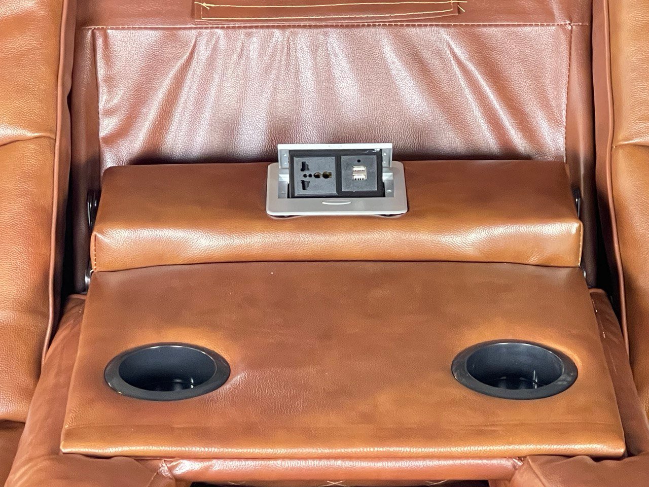 AMSTERDAM 3+2 TOP GENUINE LEATHER ELECTRIC LED RECLINING SOFA – TAN COLOUR - Image 12