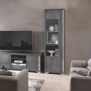 Armony Grey High Gloss Single Door Display Cabinet by SanMartino