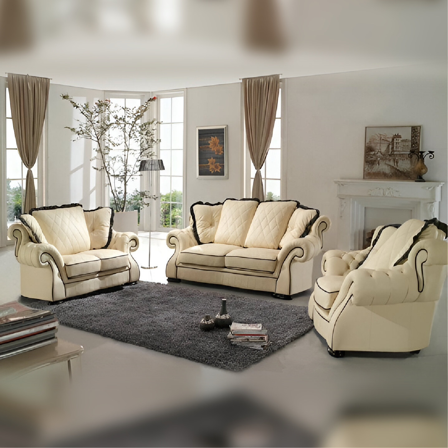 Ascot Leather Sofa Set