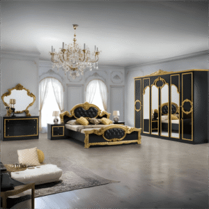 Barocco Italian High Gloss 4 Doors Bedroom Set Collection