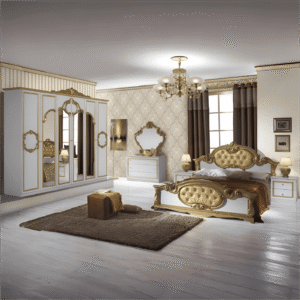 Barocco Italian High Gloss 6 Doors Bedroom Set Collection