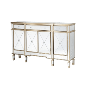 Beaumont Gold 3 Drawer 4 Door Mirrored Sideboard Cabinet