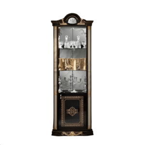 Ben Company Betty Black-Gold Finish Italian Corner Display Cabinet