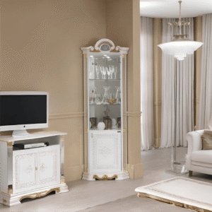 Ben Company Betty White-Gold Finish Italian Corner Display Cabinet