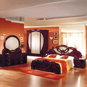 Ben Company Gaida Italian Bedroom High Gloss Mahogany Bedroom Set (EU)