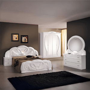 Ben Company Gaida Italian Bedroom White High Gloss Bedroom Set (EU)
